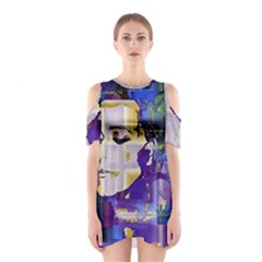 Stress Box Shoulder Cutout One Piece Dress by MRNStudios