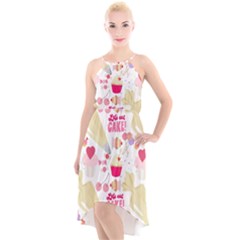 Desserts Pastries Baking Wallpaper High-low Halter Chiffon Dress  by Ravend