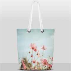 Cosmos Flower Blossom In Garden Full Print Rope Handle Tote (small) by artworkshop