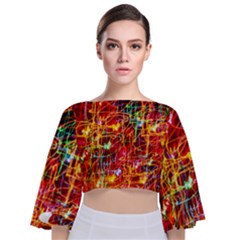 Design Art Pattern Tie Back Butterfly Sleeve Chiffon Top by artworkshop