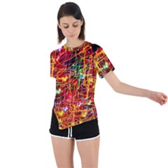 Design Art Pattern Asymmetrical Short Sleeve Sports Tee by artworkshop
