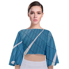 Design Texture Tie Back Butterfly Sleeve Chiffon Top by artworkshop