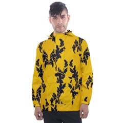 Yellow Regal Filagree Pattern Men s Front Pocket Pullover Windbreaker by artworkshop