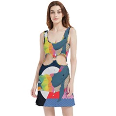 Whale Moon Ocean Digital Art Velour Cutout Dress by Jancukart