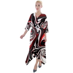 Modern Art Design Fantasy Surreal Quarter Sleeve Wrap Front Maxi Dress by Ravend