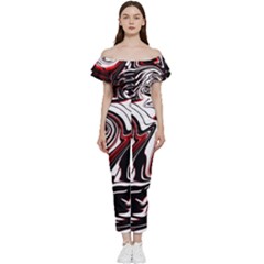 Modern Art Design Fantasy Surreal Off Shoulder Ruffle Top Jumpsuit by Ravend