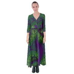 Abstract Art Fractal Button Up Maxi Dress by Ravend