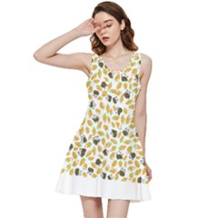 Art T- Shirt Brown Bunnies And Orange Carrots On Goldenrod Easter Pattern T- Shirt Inside Out Racerback Dress by maxcute