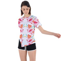 Batik T- Shirt Batik Flower Pattern8 Asymmetrical Short Sleeve Sports Tee by maxcute