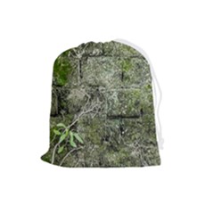 Old Stone Exterior Wall With Moss Drawstring Pouch (large) by dflcprintsclothing