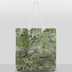 Old Stone Exterior Wall With Moss Full Print Rope Handle Tote (large) by dflcprintsclothing