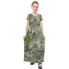Old Stone Exterior Wall With Moss Kids  Short Sleeve Maxi Dress by dflcprintsclothing
