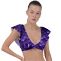 Purple Scales! Plunge Frill Sleeve Bikini Top View1