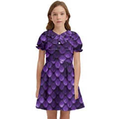 Purple Scales! Kids  Bow Tie Puff Sleeve Dress by fructosebat