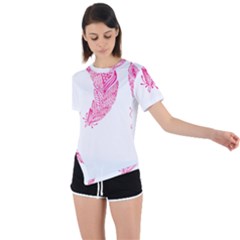 Feathers T- Shirt T H R E E I N K E D T A T T O O F E A T H E R S T- Shirt Asymmetrical Short Sleeve Sports Tee by maxcute