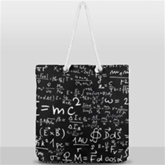 E=mc2 Text Science Albert Einstein Formula Mathematics Physics Full Print Rope Handle Tote (large) by Jancukart