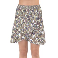 Nature Pattern T- Shirt Minimalist Leaf Line Art Illustration As A Seamless Surface Pattern Design ( Wrap Front Skirt by maxcute