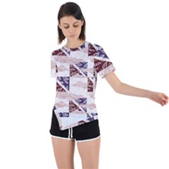 Nature Pattern T- Shirt Minimalist Leaf Line Art Illustration As A Seamless Surface Pattern Design ( Asymmetrical Short Sleeve Sports Tee by maxcute