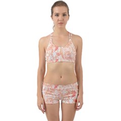 Pattern T- Shirt Autumn Peach Art Nouveau Pattern T- Shirt Back Web Gym Set by maxcute