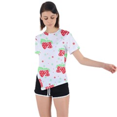 Strawberry T- Shirt S T R A W B E R R Y P A T T E R N T- Shirt Asymmetrical Short Sleeve Sports Tee by maxcute