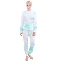 Turquoise T- Shirt Blue And Turquoise Marble Splash Abstract Artwork T- Shirt Women s Lounge Set by maxcute