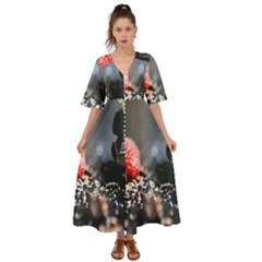 Chocolate Dark Kimono Sleeve Boho Dress by artworkshop
