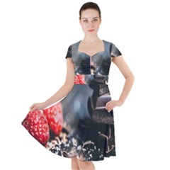 Chocolate Dark Cap Sleeve Midi Dress by artworkshop