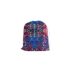 Cobalt Arabesque Drawstring Pouch (xs) by kaleidomarblingart