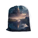Space Planet Universe Galaxy Moon Drawstring Pouch (XL) View1