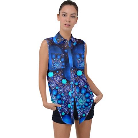 Digitalart Balls Sleeveless Chiffon Button Shirt by Sparkle