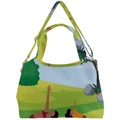 Mother And Daughter Yoga Art Celebrating Motherhood And Bond Between Mom And Daughter  Double Compartment Shoulder Bag by SymmekaDesign
