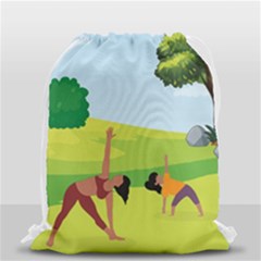 Mother And Daughter Yoga Art Celebrating Motherhood And Bond Between Mom And Daughter  Drawstring Bag (small) by SymmekaDesign