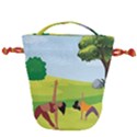 Mother And Daughter Yoga Art Celebrating Motherhood And Bond Between Mom And Daughter. Drawstring Bucket Bag View1
