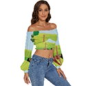 Mother And Daughter Yoga Art Celebrating Motherhood And Bond Between Mom And Daughter. Long Sleeve Crinkled Weave Crop Top View3