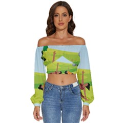 Large Long Sleeve Crinkled Weave Crop Top by SymmekaDesign