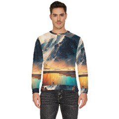 Abstract Color Colorful Mountain Ocean Sea Men s Fleece Sweatshirt by Pakemis