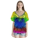 Colour Background Structure Lines Explosion Pop V-Neck Flutter Sleeve Top View1