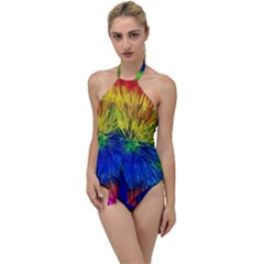 Colour Background Structure Lines Explosion Pop Go With The Flow One Piece Swimsuit by Pakemis