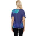 Abstract Blue Texture Space Bow Sleeve Button Up Top View4