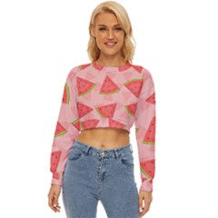Background Watermelon Pattern Fruit Food Sweet Lightweight Long Sleeve Sweatshirt by Jancukart