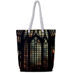 Stained Glass Window Gothic Haunted Eerie Full Print Rope Handle Tote (small) by Jancukart