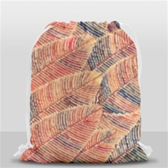 Leaves Pattern Abstract Circles Dots Ornament Drawstring Bag (small) by Jancukart