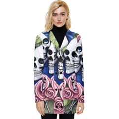Skulls And Flowers Button Up Hooded Coat  by GardenOfOphir