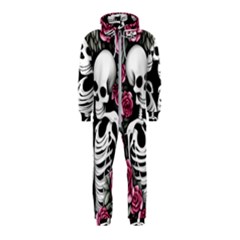 Black And White Rose Sugar Skull Hooded Jumpsuit (kids) by GardenOfOphir