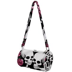Black And White Rose Sugar Skull Mini Cylinder Bag by GardenOfOphir