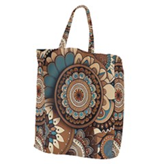 Bohemian Flair In Blue And Earthtones Giant Grocery Tote by HWDesign