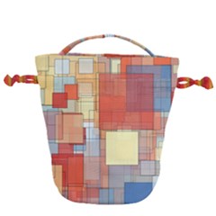 Art Abstract Rectangle Square Drawstring Bucket Bag by Ravend