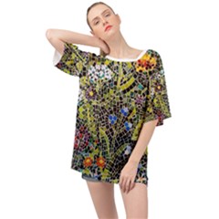 Mosaic Background Pattern Texture Oversized Chiffon Top by Ravend