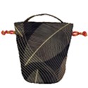 Leaves Nature Art Design Pattern Drawstring Bucket Bag View2