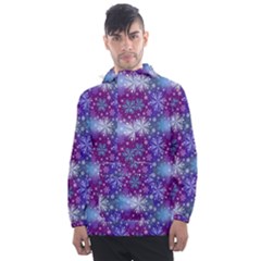 Snow White Blue Purple Tulip Men s Front Pocket Pullover Windbreaker by Pakemis